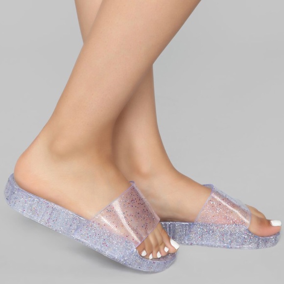 clear sparkly slides